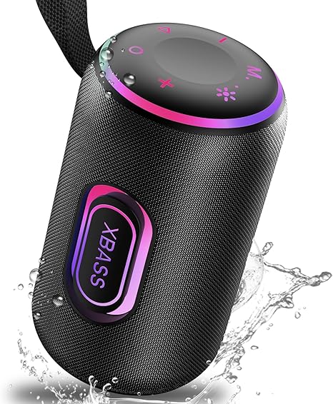 Portable Bluetooth Speaker, Bluetooth 5.4 Speaker, 30W Dual Speaker, 2.0 Channel, Deep Bass, 30H Playtime, Colorful RGB Lights, IPX7 Waterproof, TWS pairing for Outdoor/Home, Gift Ideas (army green)