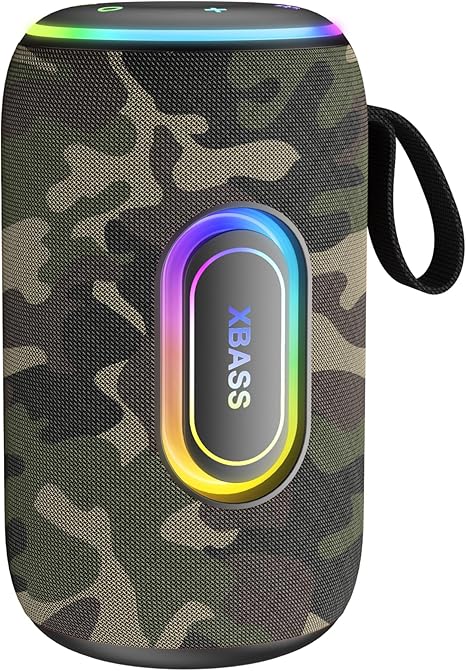 Portable Bluetooth Speaker, Bluetooth 5.4 Speaker, 30W Dual Speaker, 2.0 Channel, Deep Bass, 30H Playtime, Colorful RGB Lights, IPX7 Waterproof, TWS pairing for Outdoor/Home, Gift Ideas (army green)