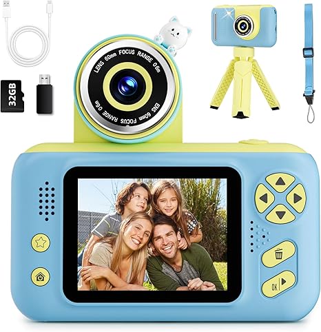 Kids Camera, Birthday Gifts for Boys and Girls Age 3-8,Video Recorder for Kids 8-12,Childrens Digital Camcorder for vlogging Portable Kids Selfie Camera with 32GB SD Card