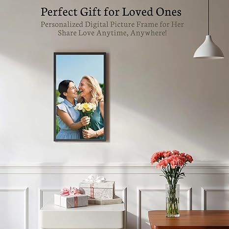 BSIMB Large Digital Picture Frame 21.5 Inch, 64GB Touchscreen 1920x1080 FHD WiFi Digital Photo Frame Electronic Remote Control, Share Pictures/Videos via App/USB/SD Easy Setup Gifts for Mom, Black