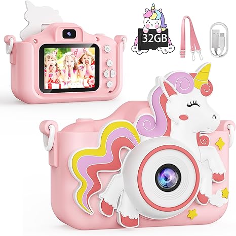 Kids Camera Toy Digital Camera for Kids, Dinosaurs Birthday Gifts for Boys Age 3-12, 1080P HD Video Camera for Toddler, Children Toys for 3 4 5 6 7 8 9 Year Old Boys with 32GB SD Card