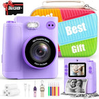 Gift for Girls Kids Camera: Instant Print Dual Lens Digital Camera Toys for Girl 3-12 Birthday Christmas Valentines Gifts for Kid Girls Boys Ages 3 4 5 6 7 8 9 10 with 32G SD Card Storage Bag