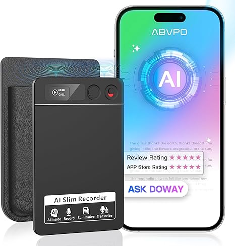 AI Voice Recorder, Note Pro Voice Recorder Transcribe & Summarize, AI Noise Cancellation Technology, Supports 152 Languages, 64GB Memory APP Control Audio Recorder for Lectures, Meetings, Calls