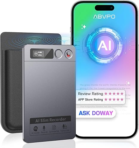 AI Voice Recorder, Note Pro Voice Recorder Transcribe & Summarize, AI Noise Cancellation Technology, Supports 152 Languages, 64GB Memory APP Control Audio Recorder for Lectures, Meetings, Calls