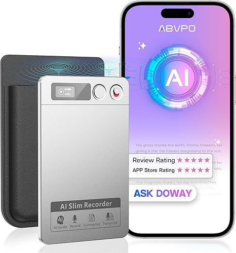 AI Voice Recorder, Note Pro Voice Recorder Transcribe & Summarize, AI Noise Cancellation Technology, Supports 152 Languages, 64GB Memory APP Control Audio Recorder for Lectures, Meetings, Calls