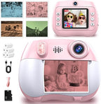 Kids Camera Instant Print 1080P Front Rear Dual Selfie - Kids Digital Camera with Video Games, 32GB & 5-Color Print Paper/ 250 Photos,Easy to Use & Great Toys