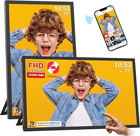 32GB 10.1 Inch Smart WiFi Digital Photo Frame 1280x800 IPS LCD Touch Screen, Auto-Rotate Portrait and Landscape, Built in 32GB Memory, Share Moments Instantly via Frameo App from Anywhere